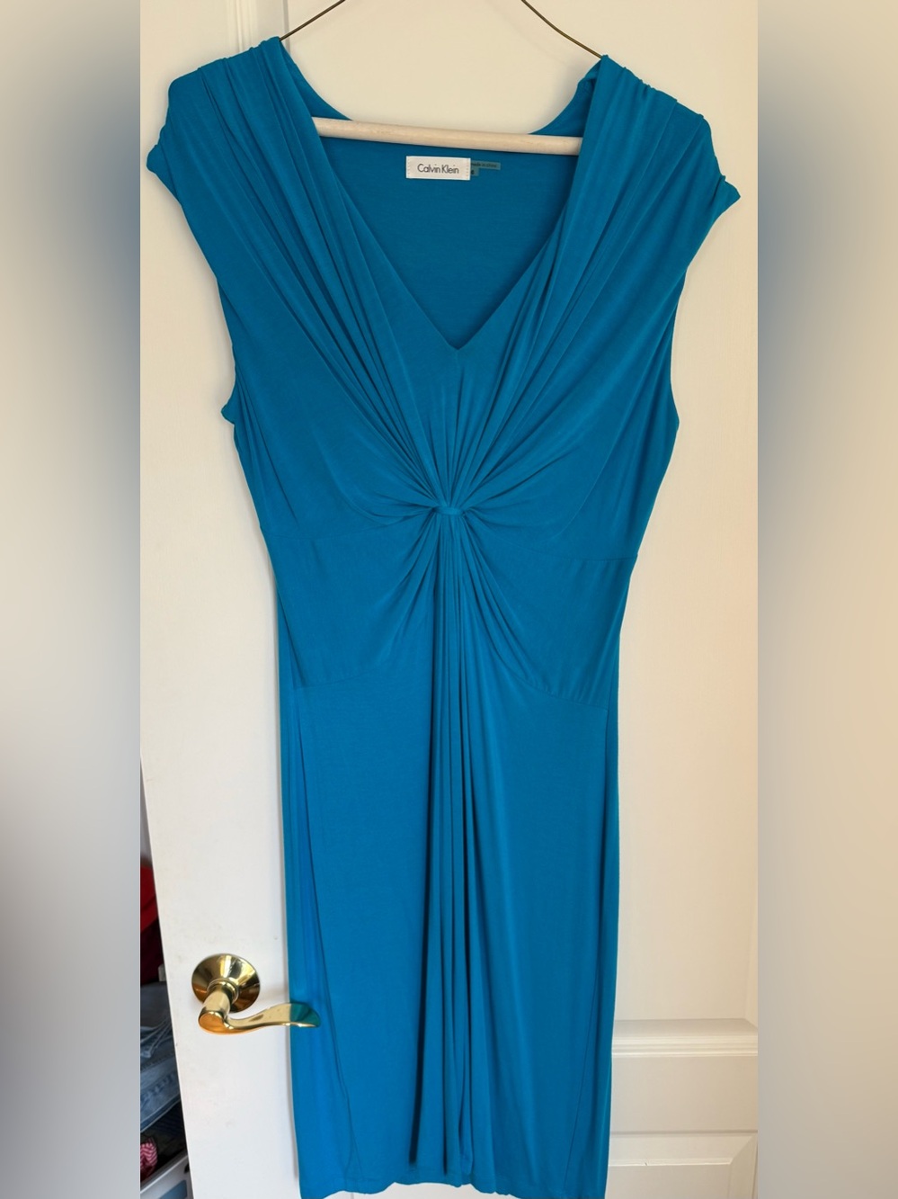 Calvin Klein Electric Blue Knot-Front Midi Dress